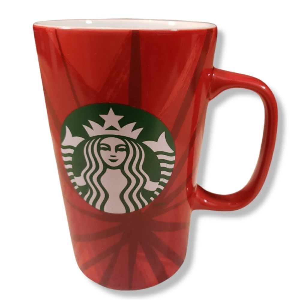 Starbucks Coffee Mug Red Tall Tea Cup 16oz 2014 Christmas Holiday Collection EUC